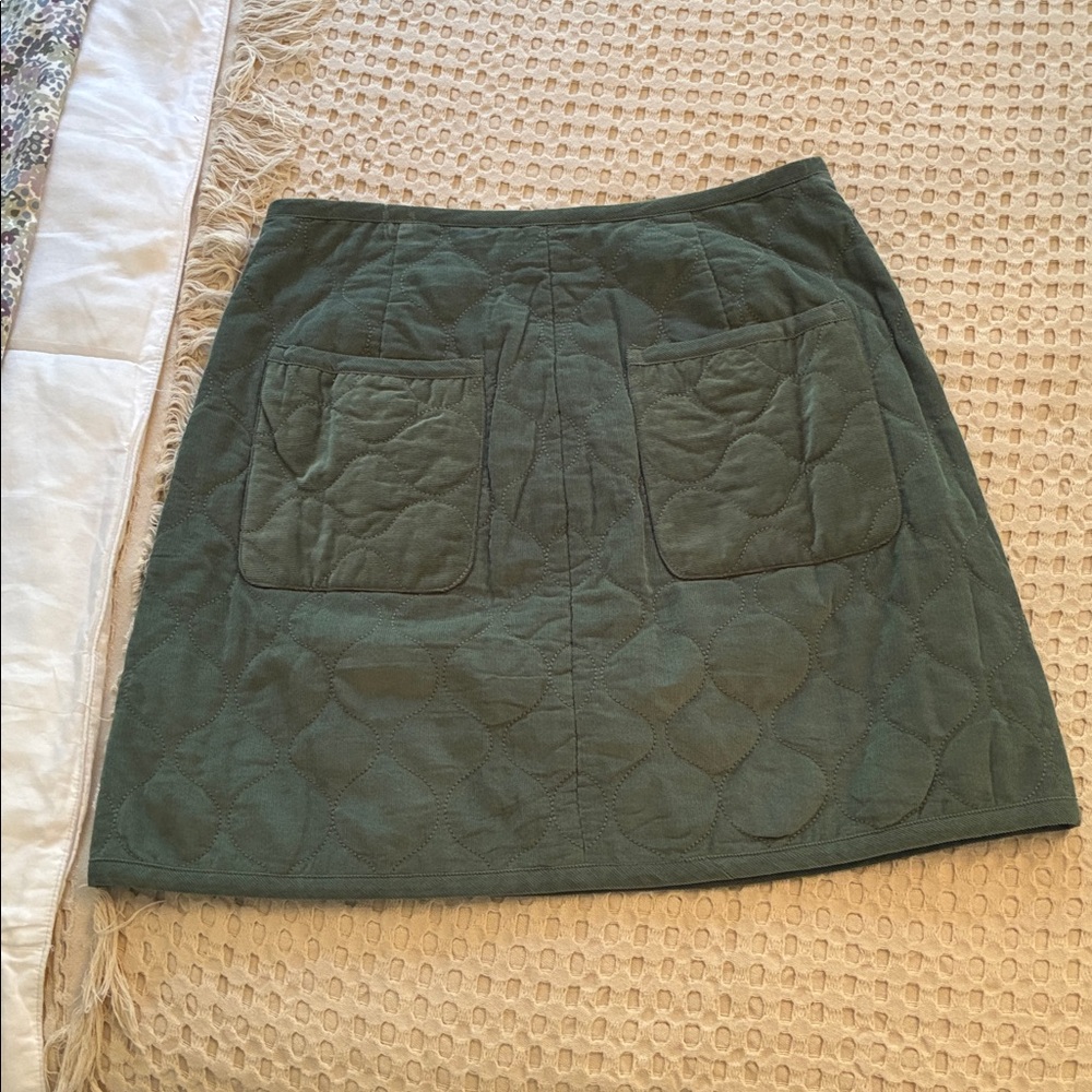 Madewell Dark Green Quilted Button Skirt - Picture 2 of 4